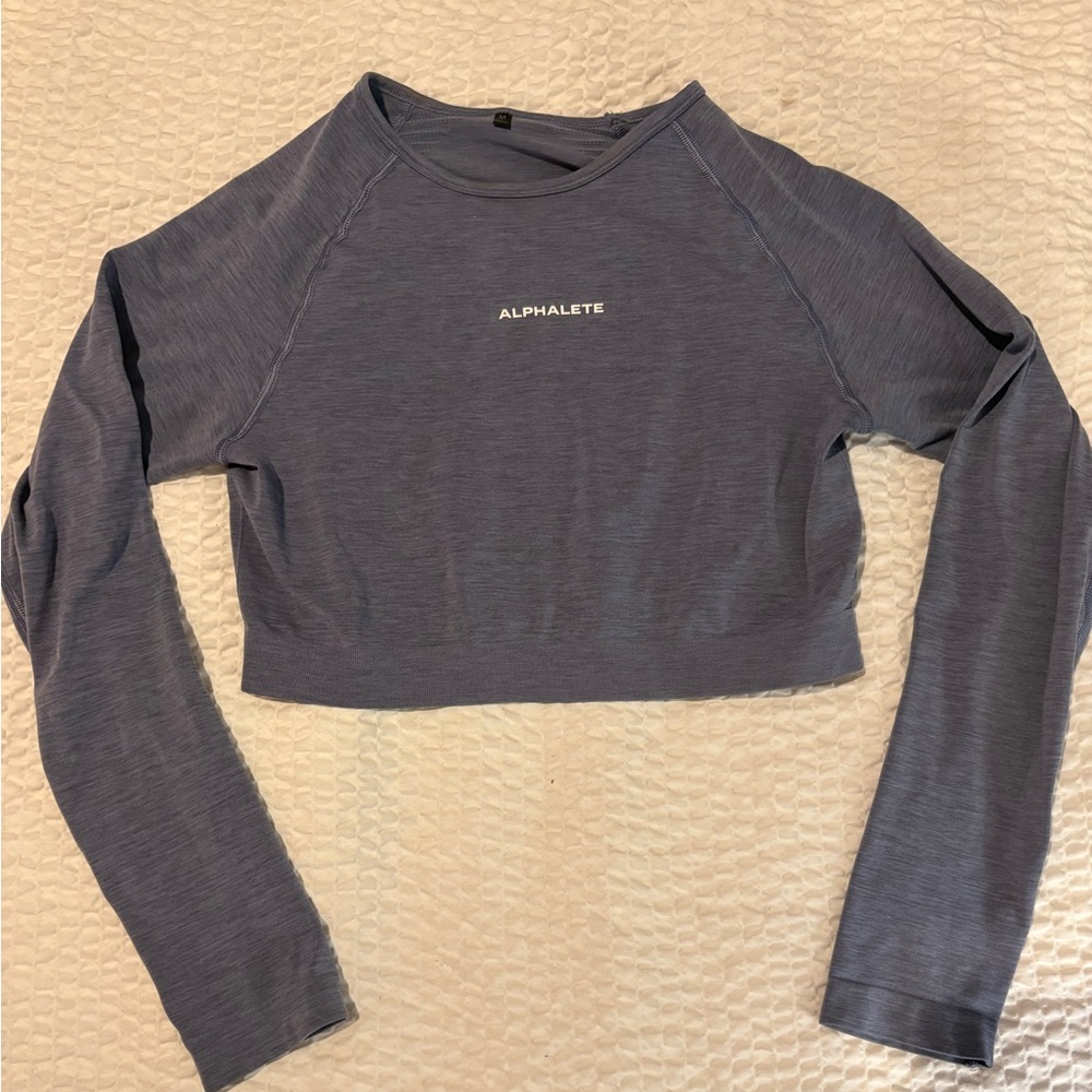 Alphalete Women's Slate Blue Long Sleeve Crop Top